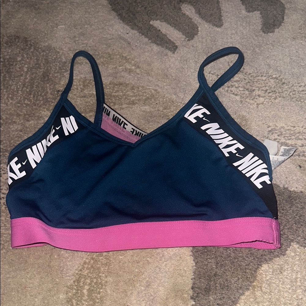 Nike Women's Sports Bra - Navy and Pink gently used size M